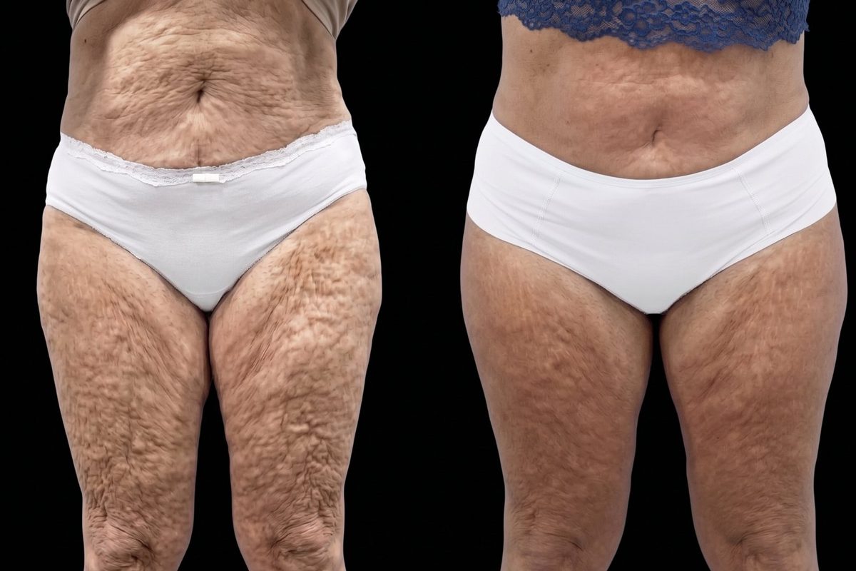 Antes e depois do Unyque PRO: abdômen e coxas